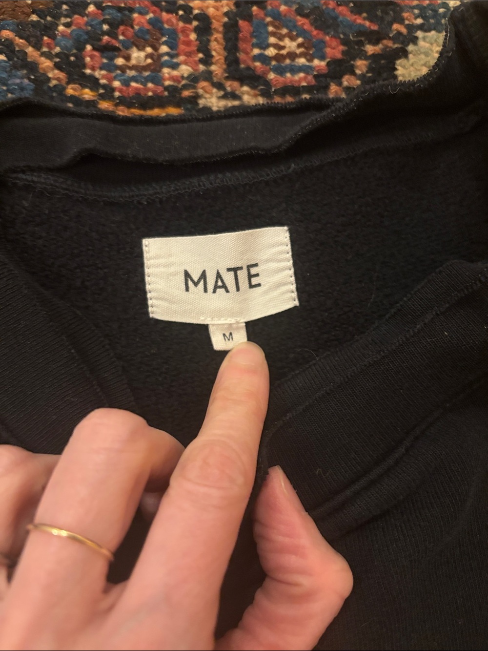 Mate the Label black sweatshirt, double raw hem neckline - Picture 2 of 3
